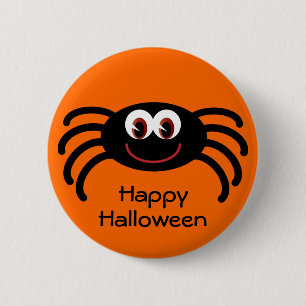 Cute Orange Halloween Spider Button