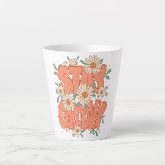 Cute Orange Hippie Typography Latte Mug (Front)