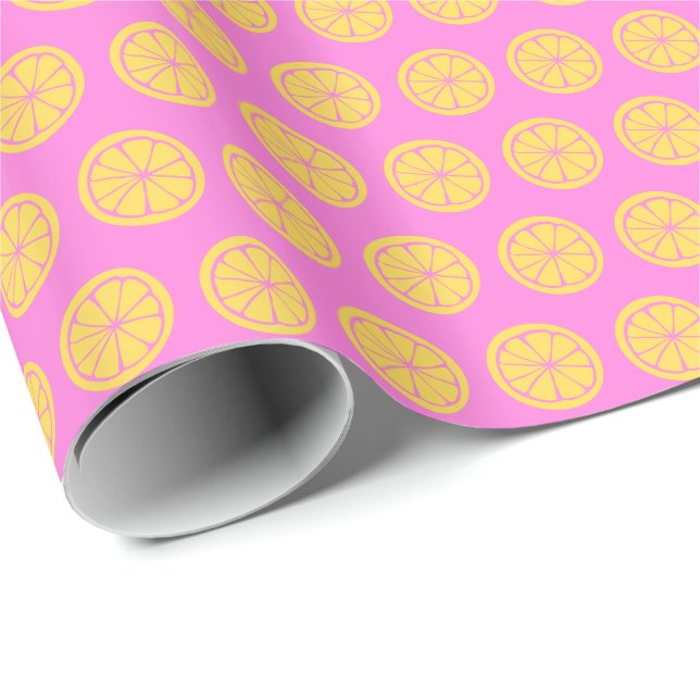 Cute Orange Hot Pink Modern Fruit Pattern Wrapping Paper (Roll Corner)
