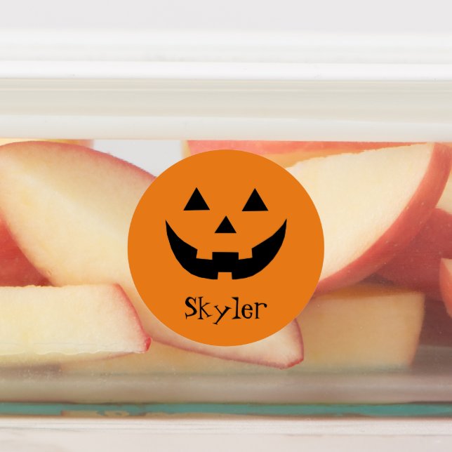 Cute orange jack o lantern custom name Halloween (Affixed)