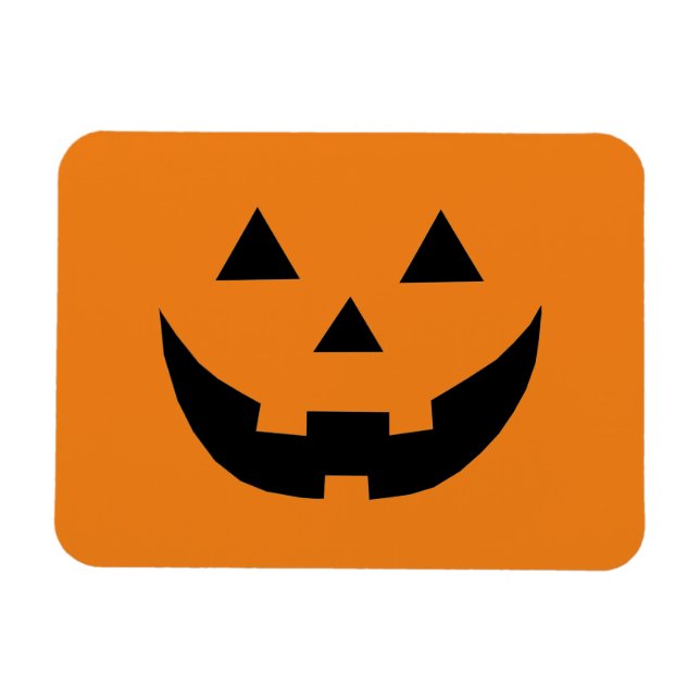 Cute orange jack o lantern funny Halloween Magnet (Horizontal)