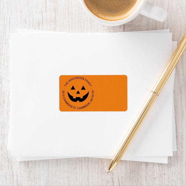 Cute orange jack o lantern Halloween Label (Insitu)