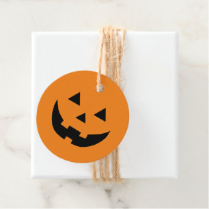 Cute orange Jack o lantern pumpkin face Halloween Favour Tags