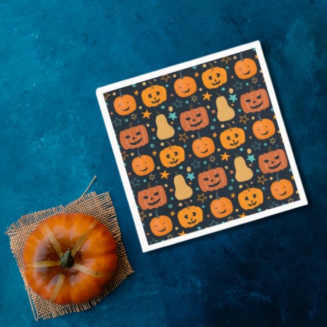Cute Orange Jack O Lantern Pumpkin Halloween Napkin (Creator Uploaded)