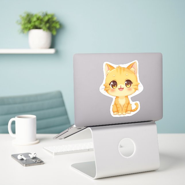Cute Orange Kitten (Laptop On Desk)