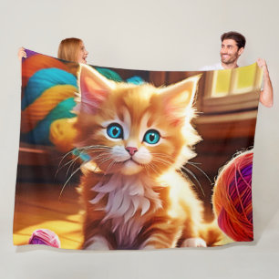 Cute Orange Kitten Art Fleece Blanket