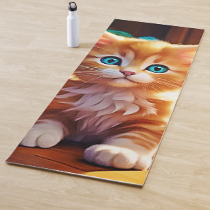 Cute Orange Kitten Art Yoga Mat
