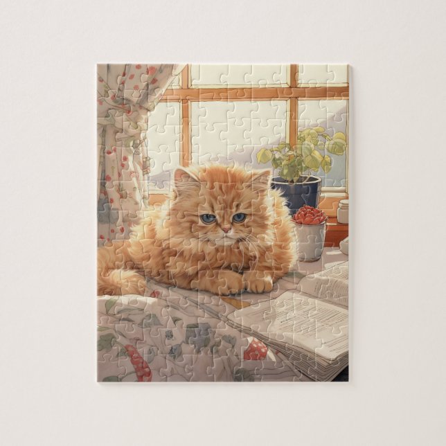 CUTE ORANGE KITTEN JIGSAW PUZZLE (Vertical)