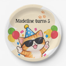 Cute Orange Kitty Cat Any Age Birthday Party