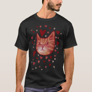Cute orange kitty cat Love Valentine T-Shirt
