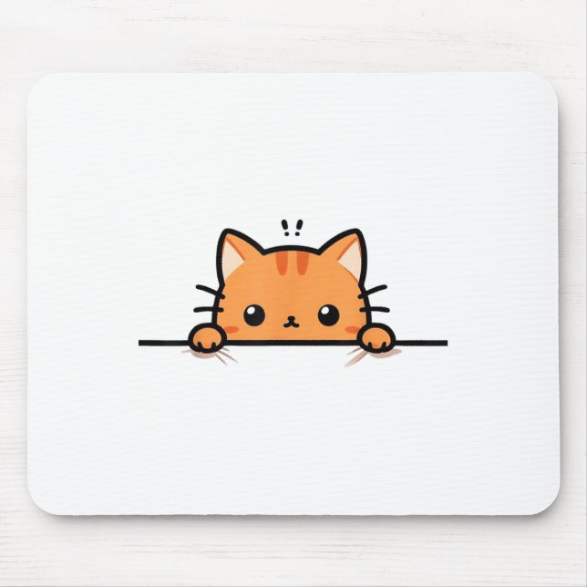 Cute Orange Kitty Cat Peeking Over At You Ginger C Mouse Pad (Front)