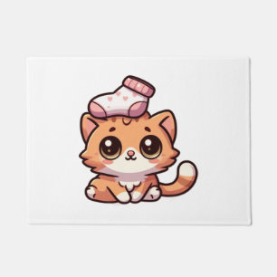 Cute orange kitty with a sock 1 doormat