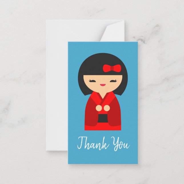 Cute orange Kokeshi Japanese dolls Card (Front)