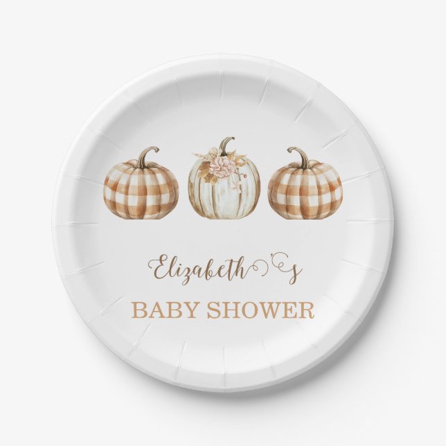 Cute Orange Little Pumpkin Baby Shower  Paper Plate (Front)