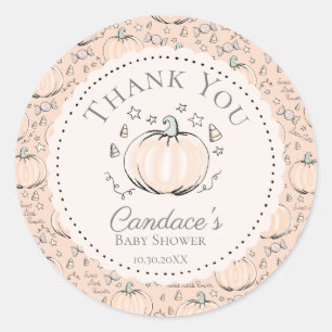 Cute Orange Little Pumpkin Baby Shower Thank You Classic Round Sticker