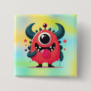 Cute Orange Monster Cartoon-67423 15 Cm Square Badge