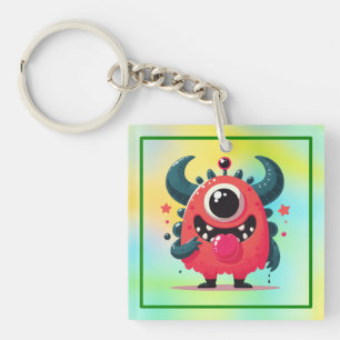 Cute Orange Monster Cartoon-67423 Key Ring