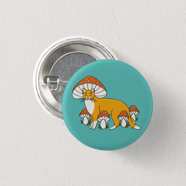 Cute Orange Mushroom Cat 3 Cm Round Badge (Front & Back)