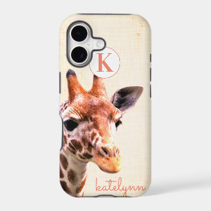 Cute Orange Peek-a-Boo Baby Giraffe Monogram