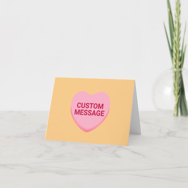 Cute orange pink custom message conversation heart card (Front)