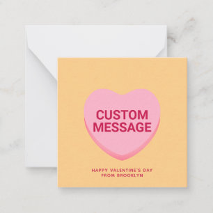 Cute orange pink custom message conversation heart card