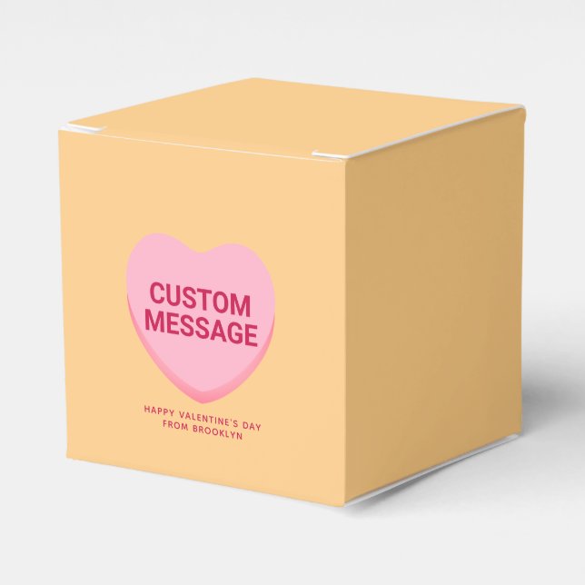 Cute orange pink custom message conversation heart favour box (Front Side)