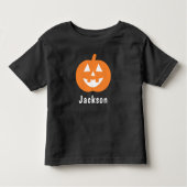 Cute Orange Pumpkin Custom Name Halloween Toddler T-Shirt (Front)