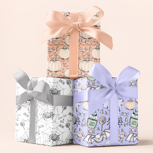 Cute Orange Pumpkin Halloween Baby Shower  Wrapping Paper Sheet