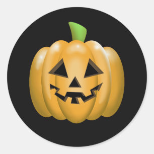 Cute Orange Pumpkin Halloween Graphic Classic Round Sticker