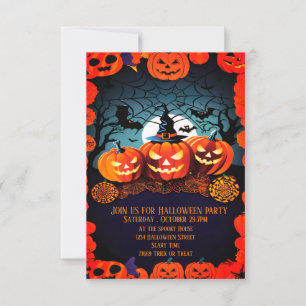 Cute Orange Pumpkin Halloween Invitation