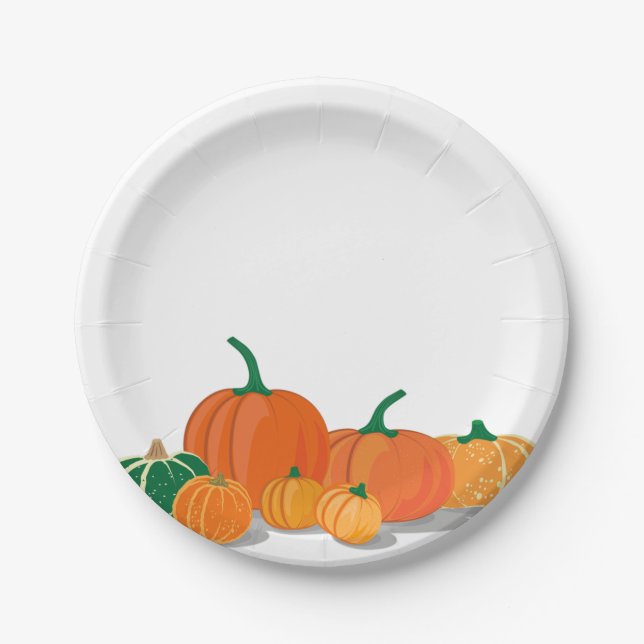 Cute Orange Pumpkin Spice Paper Plate (Front)