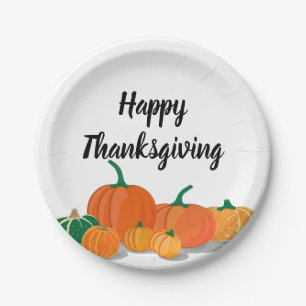 Cute Orange Pumpkins Paper Plate