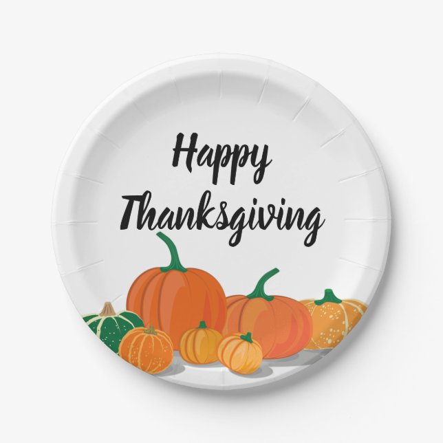 Cute Orange Pumpkins  Paper Plate (Front)