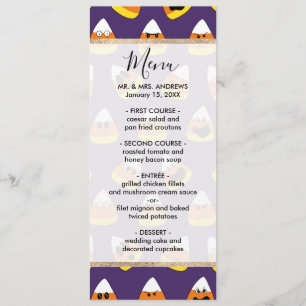 Cute Orange Purple Halloween Emoji Candy Corn Menu
