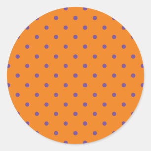 Cute orange purple polka dot pattern Halloween Classic Round Sticker
