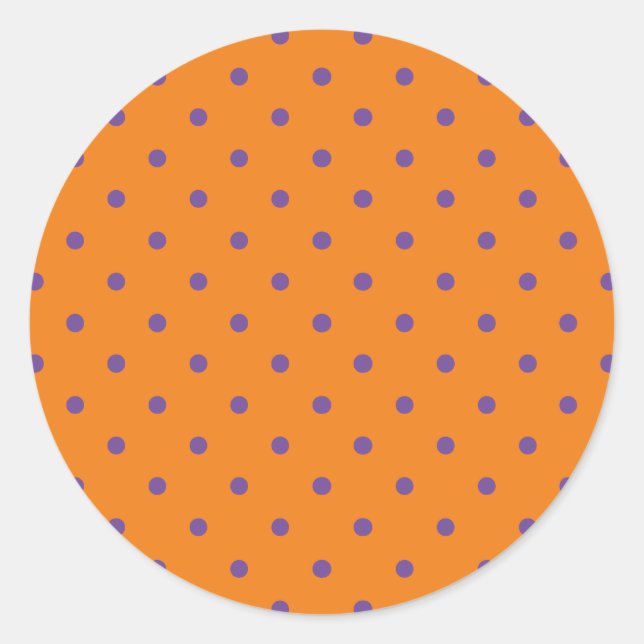Cute orange purple polka dot pattern Halloween  Classic Round Sticker (Front)