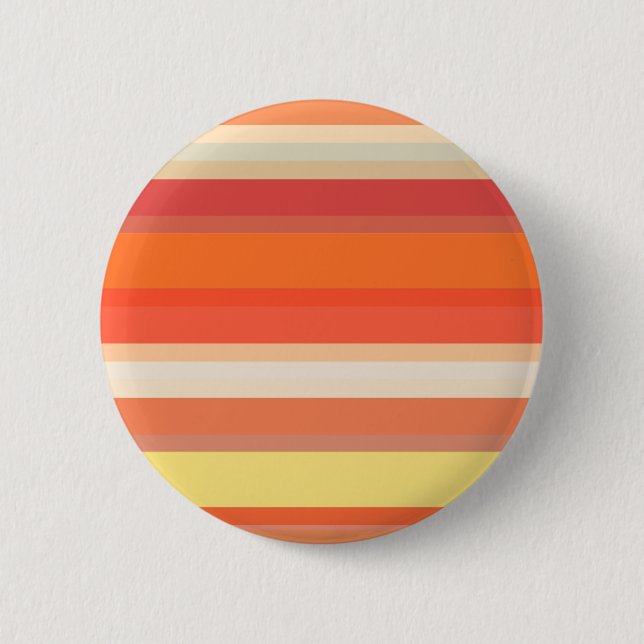 Cute orange red stripes  6 cm round badge (Front)
