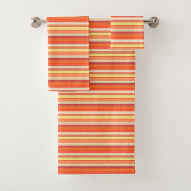 Cute orange red stripes  bath towel set (Insitu)