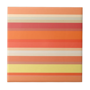 Cute orange red stripes  ceramic tile