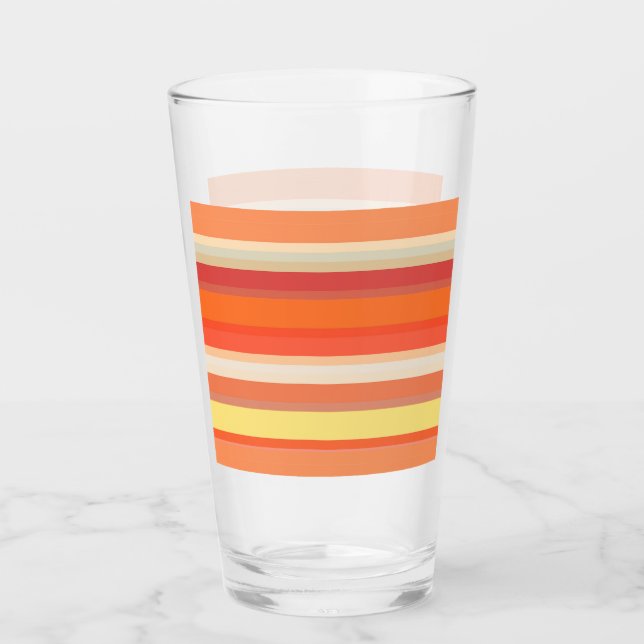 Cute orange red stripes  glass (Front)