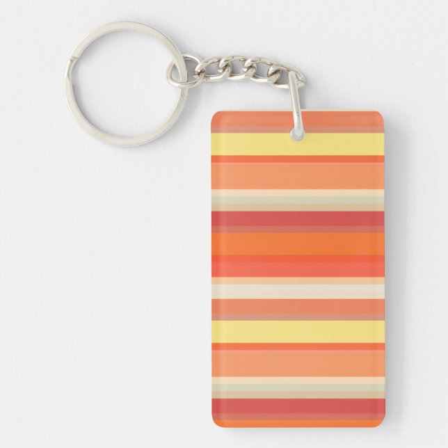 Cute orange red stripes  key ring (Front)