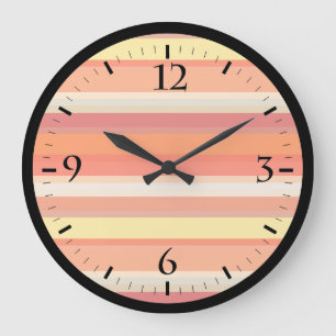 Cute orange red stripes large clock