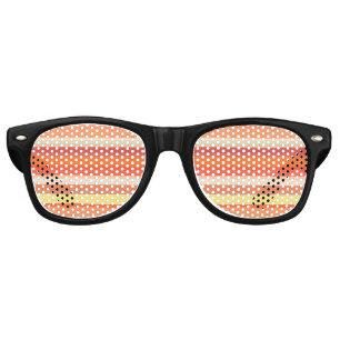 Cute orange red stripes  retro sunglasses