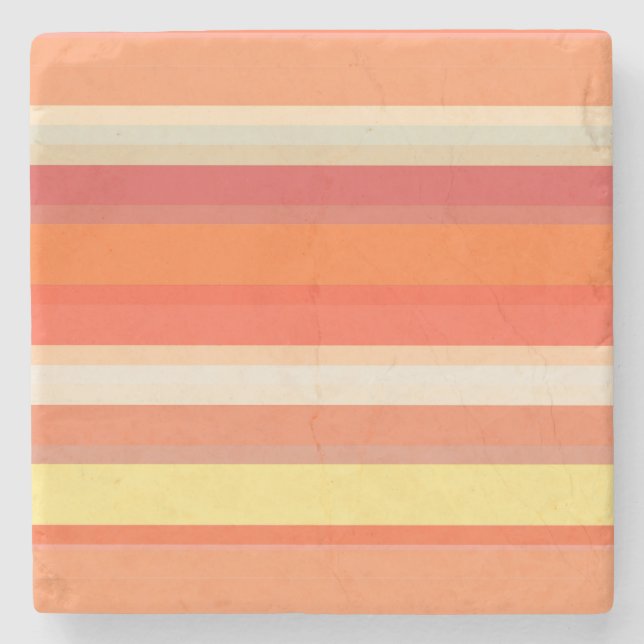 Cute orange red stripes  stone coaster (Front)