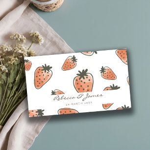 CUTE ORANGE RED WATERCOLOUR STRAWBERRIES wedding Business Card