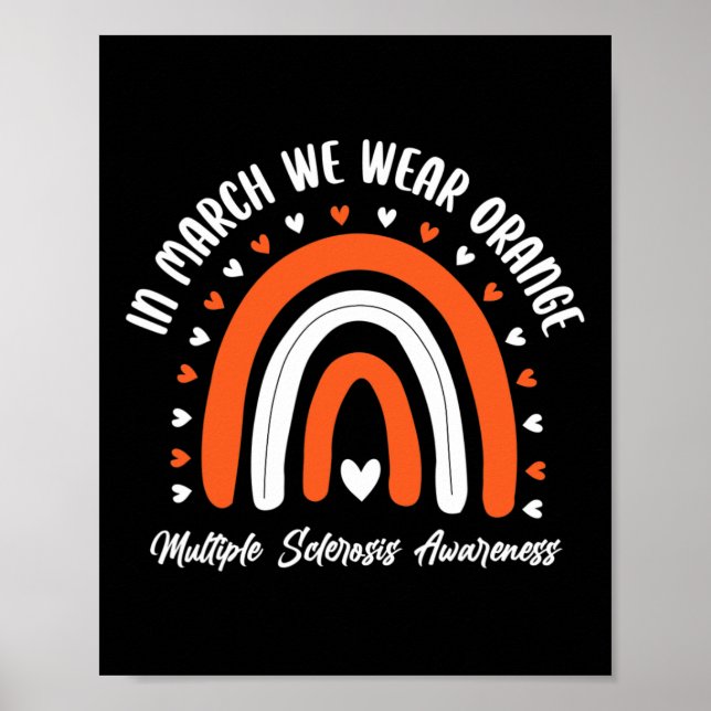 Cute Orange Ribbon Ms Warrior Multiple Sclerosis A Poster (Front)