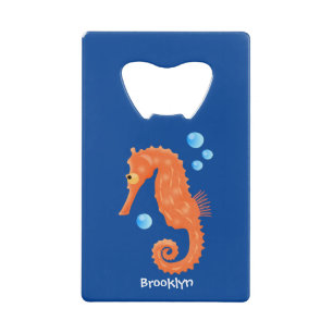 Cute orange seahorse bubbles cartoon illustration