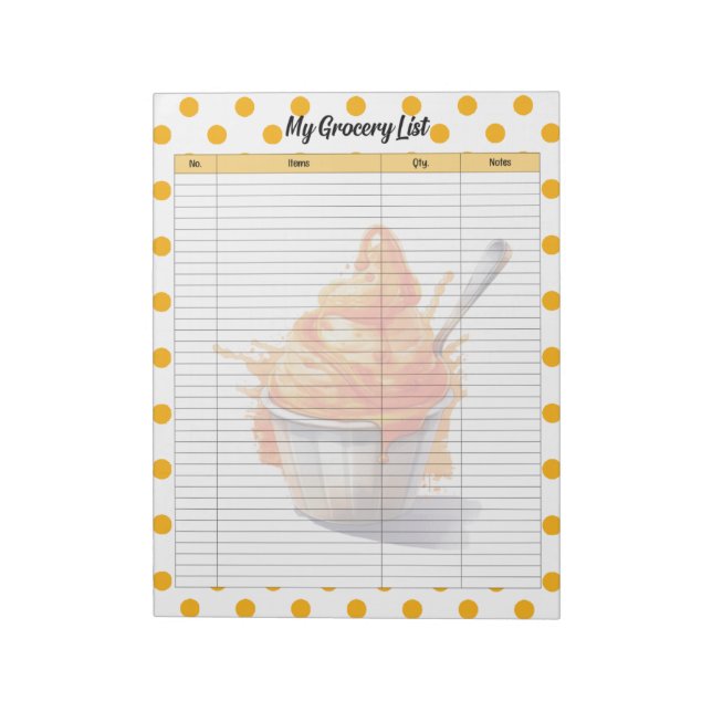 Cute Orange Sherbet Grocery List Notepad (Rotated)
