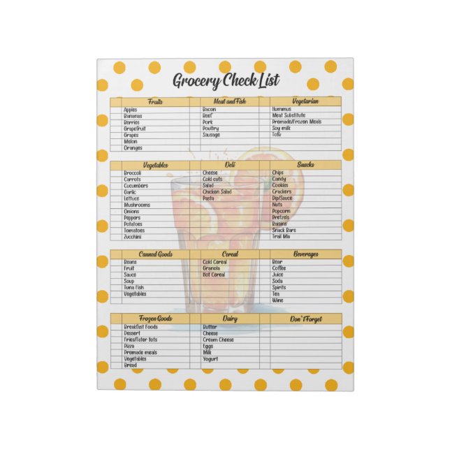 Cute Orange Sherbet Grocery List Notepad (Rotated)