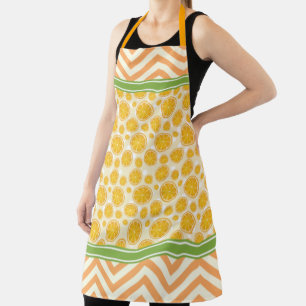 Cute Orange Slice Polka Dot & Chevron Orange Apron